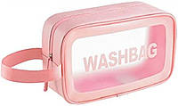 Прозрачная сумка Washbag Pink 20см водонепроницаемая косметичка для путешествий и хранения косметики. (530425)
