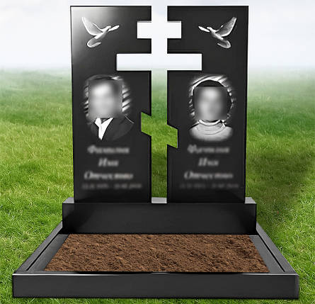 Пам'ятник подвійний із граніту на могилу вертикальний ДП-08, фото 1