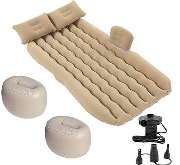 Надувний автомобільний матрац для заднього сидіння + подушки KT7001901 бежевий PeremogaUA