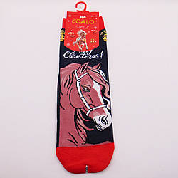 Новорічні шкарпетки кінь 36-41 сині Coalo 6328