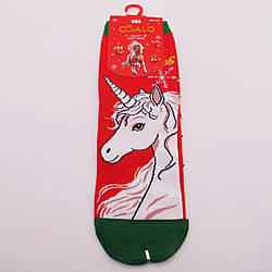 Новорічні шкарпетки кінь 36-41 червоні Coalo 6328-2