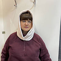 Капюшон жіночий ангора фліс ковпак зима теплий темно-сірий бежевий