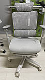 (з вітрини Львова) Інноваційне ергономічне крісло GTChair Open-F підставка для ніг, біла сітка, сидіння піна сіре, алюм. база, фото 2