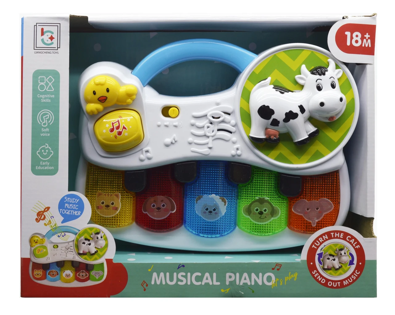 Дитяче піаніно на батарейках, у коробці розміром 27x8x21 см, модель LC81, з музичними мелодіями та світловими ефектами., фото 1