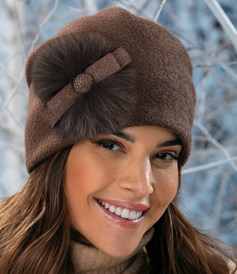 Модна шапка-бандана Willi «Bavaria», з ефектним декором, у кольорі шоколадний меланж., фото 1