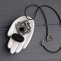 Шерл та чорний онікс підвісок  кулон натуральний шерл чорний турмалін та онікс. Індія!