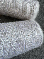 Кідмохер з 2 мм пайєтками Kidpai Lagopolane молочний з золотими пайєтками, 100 грамів