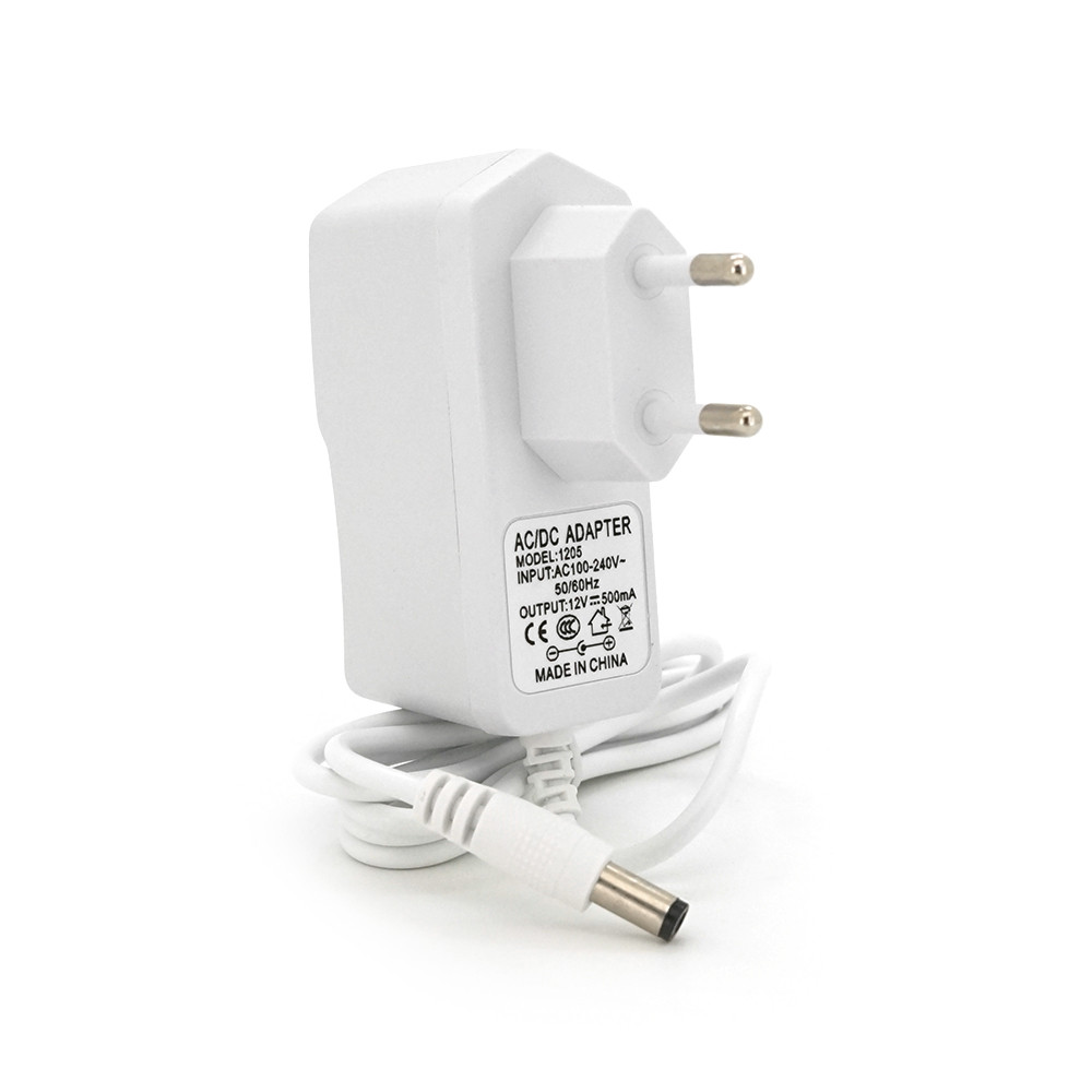 Імпульсний адаптер живлення 12 В 0,5 А (6 Вт) штекер 5.5/2.5 довжина 1,2 м, Q50, White, фото 1