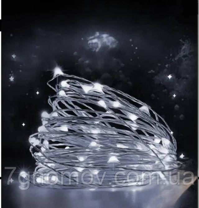 Гірлянда РОСА 10 метрів 100 LED біла нитка білий колір арт. 100L10MWW
