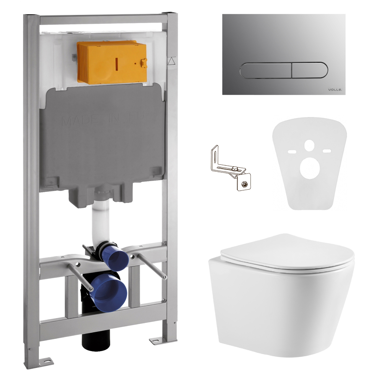 Комплект інсталяції VOLLE Master&Dobry с унітазом IMPRESE кнопка хром 276951 c06802203+141515, фото 1