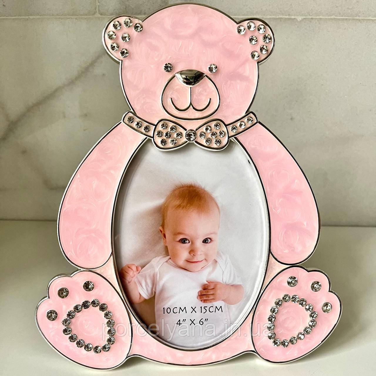 Фоторамка ведмедик 19*22 фото 10*15 см рожева Widdop and Cо, фото 1