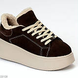 Жіночі зимові коричневі кеді , жіночі зимові кросівки на високій підошві, зимові жіночі кеди на високій підошві, фото 7