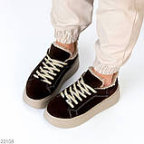 Жіночі зимові коричневі кеді , жіночі зимові кросівки на високій підошві, зимові жіночі кеди на високій підошві, фото 3