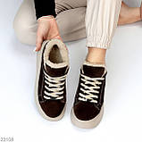 Жіночі зимові коричневі кеді , жіночі зимові кросівки на високій підошві, зимові жіночі кеди на високій підошві, фото 4