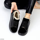 Жіночі зимові кросівки на високій підошві, зимові шкіряні кеди на платформі, фото 7