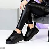 Жіночі зимові кросівки на високій підошві, зимові шкіряні кеди на платформі, фото 4
