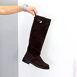 Жиночі шкіряні чоботи, Високі замшеві чоботи демі, чоботи жокейки, фото 8