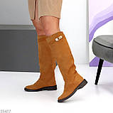 Жиночі шкіряні чоботи, Високі замшеві чоботи демі, чоботи жокейки, фото 9
