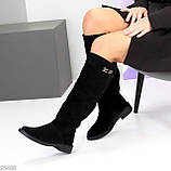 Жиночі шкіряні чоботи, Високі замшеві чоботи демі, чоботи жокейки, фото 3