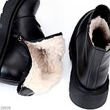 Жіночі коричневі черевики, жіночі шкіряні челсі, жіночі зимові черевики, натуральні жіночі черевики, фото 8