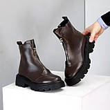 Жіночі коричневі черевики, жіночі шкіряні челсі, жіночі зимові черевики, натуральні жіночі черевики, фото 4