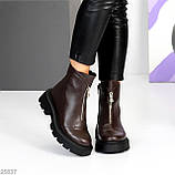 Жіночі коричневі черевики, жіночі шкіряні челсі, жіночі зимові черевики, натуральні жіночі черевики, фото 3