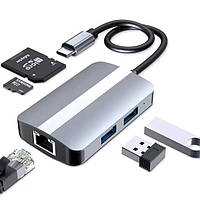 Адаптер USB-C з Ethernet, USB-хабом та кардридером