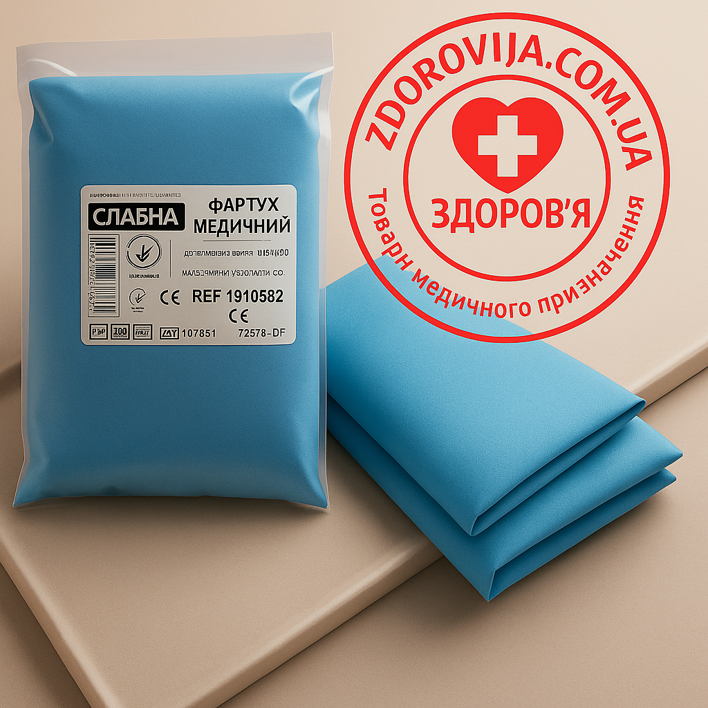 Фартух медичний стерильний, ламінований спанбонд, 110 см, одноразовий