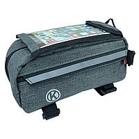 Велосумка на раму з відсіком під телефон, сіра