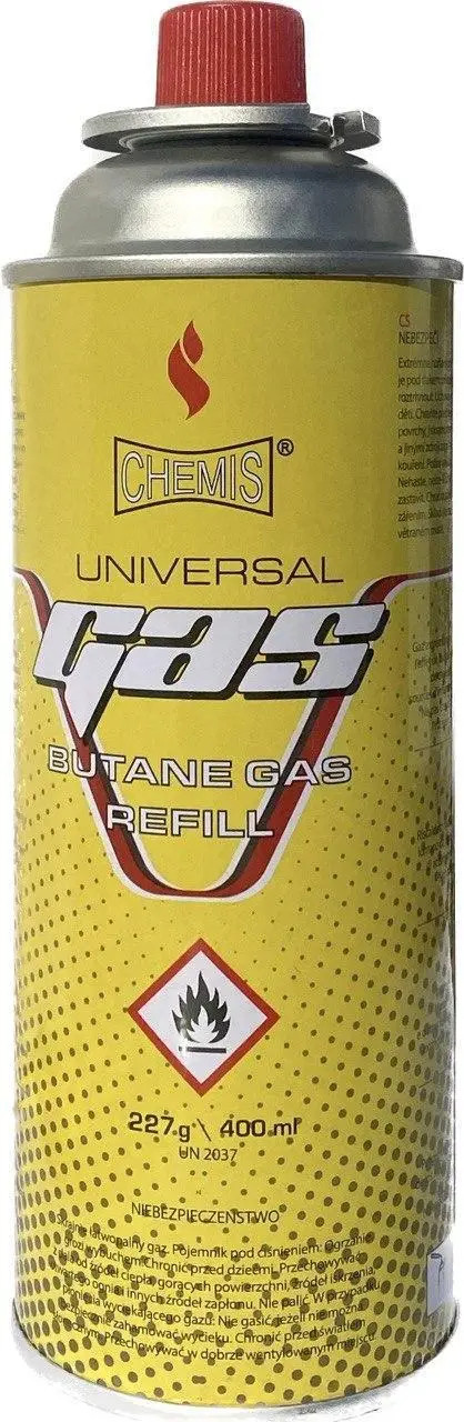 Газ CHEMIS 227г 400 мл Бутан (цанговий) — всесезонний кемпінговий газ для плит, пальників, фото 1