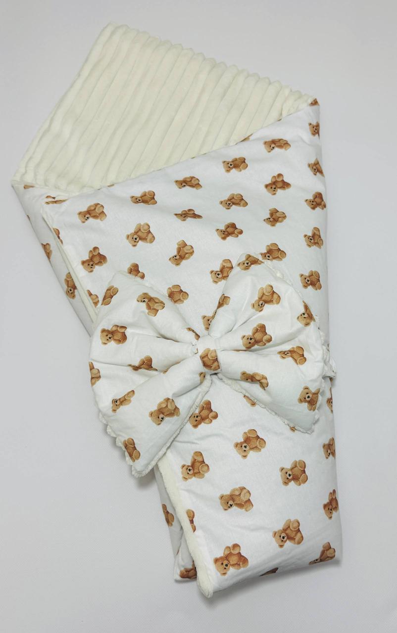 Теплий конверт-плед зі знімним синтепоном і бантом, фото 1