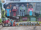 Набір фігурок Minecraft Movie 7 героїв Майнкрафт з аксесуарами та зброєю 97824, фото 2