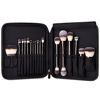 Великий набір веганських пензлів з чохлом Hourglass Vegan Brush Collection 17 шт