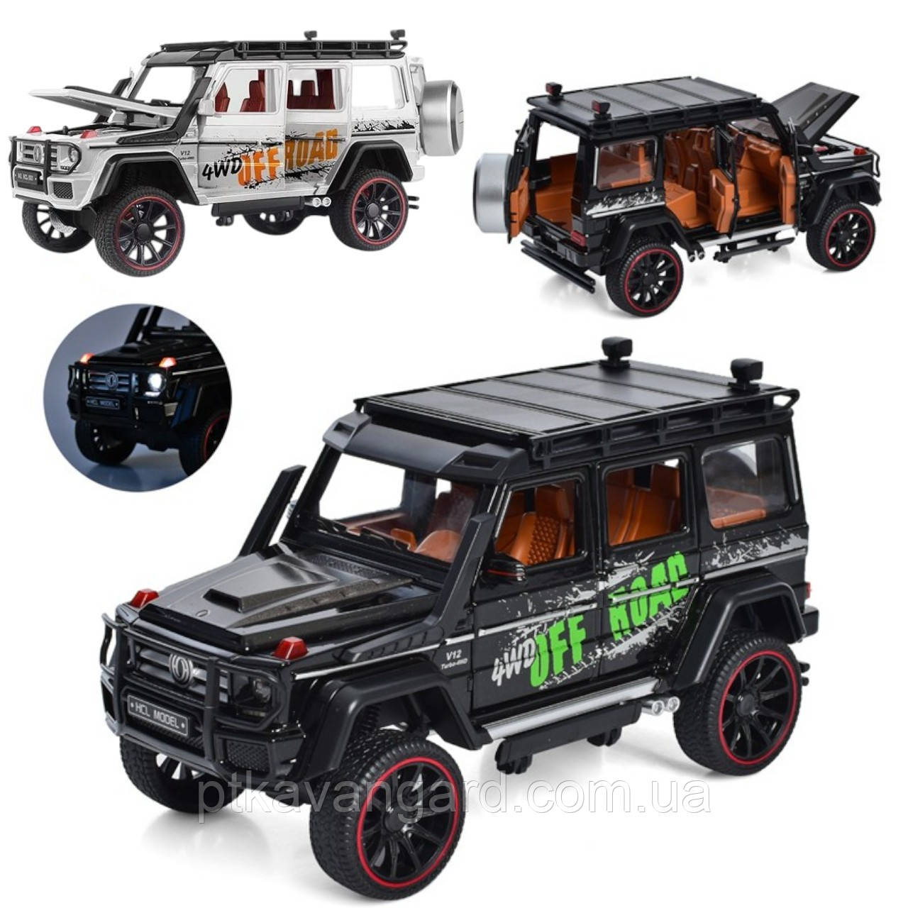 Іграшкова машина джип Гелендваген Мерседес G 400 1:22 металева інерційна зі світлом та звуком RS-70014, фото 1