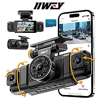 Відеореєстратор IIWEY N5 з 4 каналами, оглядом 360°, записом 1080P спереду і ззаду, камерою зліва і справа SD-картою на 128 ГБ