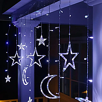 Гірлянда Штора з фігурками, від USB, 2,5х1м, 138LED, Холодний білий / Новорічна гірлянда на вікно