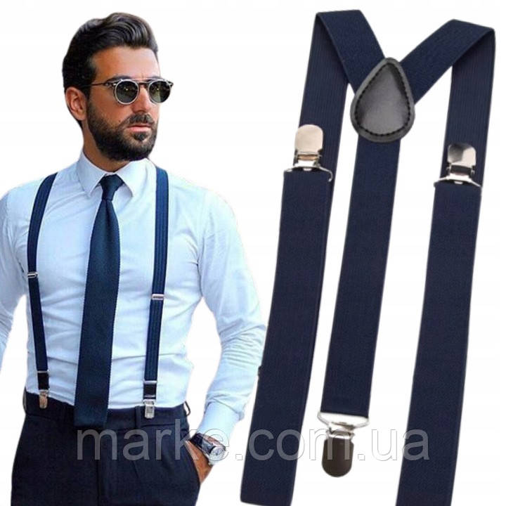 Підтяжки чоловічі для штанів Martom темно-сині (mrk), фото 1
