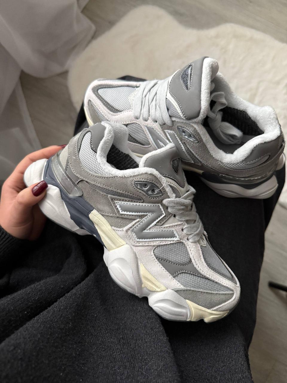 Жіночі Термо кросівки New Balance 9060 Grey сірі замшеві теплі осінь єврозима, фото 1