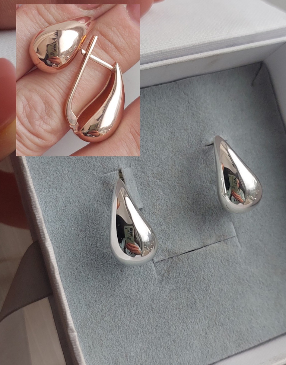 Срібні сережки Крапля, фото 1