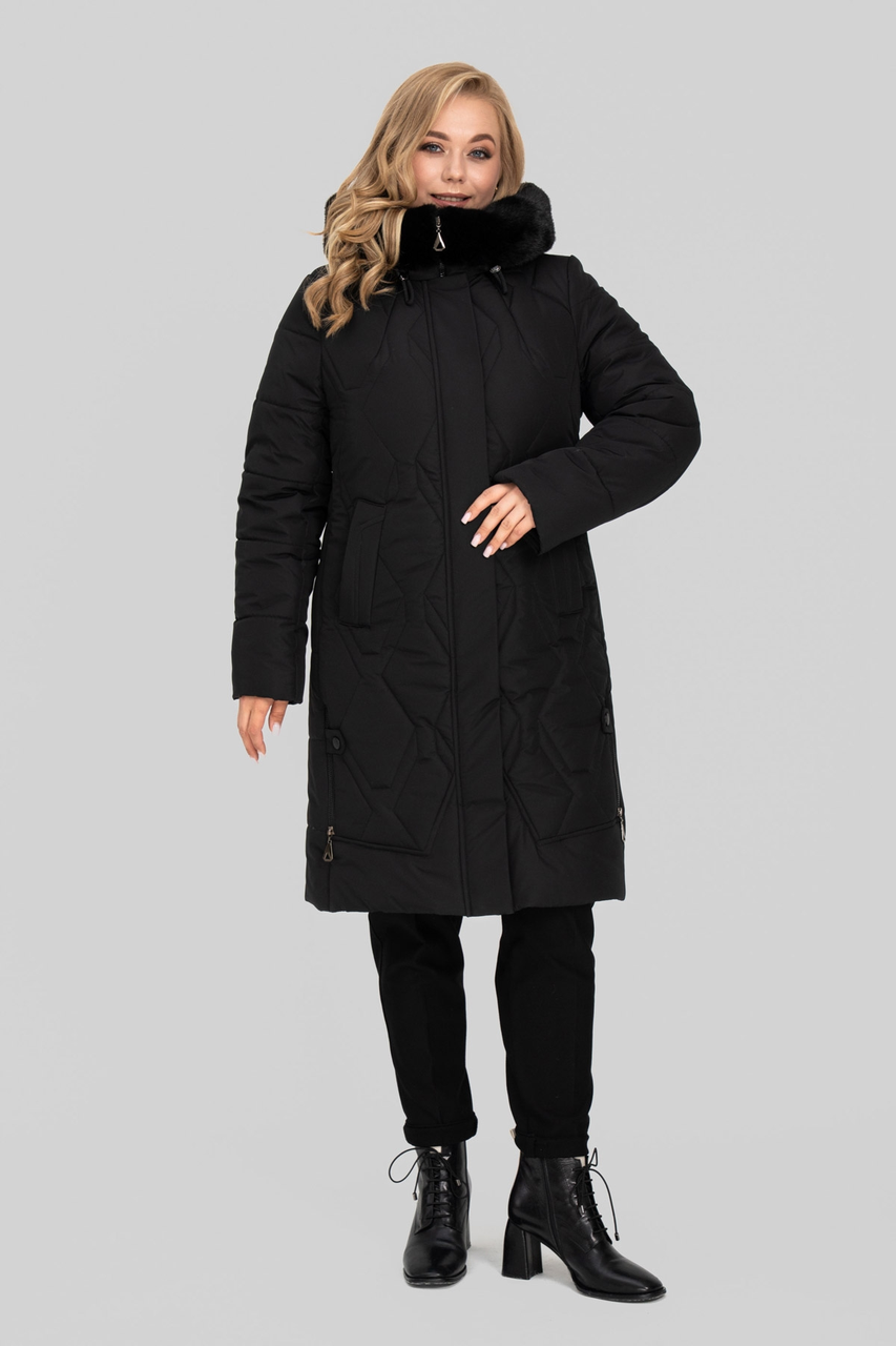 Пальто жіноче зимове, хутро, батал Евеліна| 50-60 р-ри