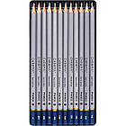 Шестигранні олівці 12 шт в металевому пеналі Marco різної жорсткості в упаковці 1 шт., фото 2