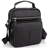 Чоловічий шкіряний месенджер 18x22x8, сумка планшет через плече Tiding Bag A25F-1519A чорний, фото 2