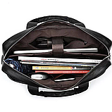 Чоловіча шкіряна сумка для ноутбука та документів 39х28х8, портфель для міста Tiding Bag RD-23134 чорний, фото 5