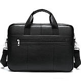 Чоловіча шкіряна сумка для ноутбука та документів 39х28х8, портфель для міста Tiding Bag RD-23134 чорний, фото 10