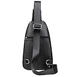 Чоловіча шкіряна сумка-бананка на одне плече 18х32х7, рюкзак слінг для телефону та дрібниці TIDING BAG 83228 чорний, фото 9