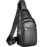 Чоловіча сумка-слінг шкіряна 18х32х7, крос боді для прогулянок Tiding Bag A25F-5060A чорна, фото 2