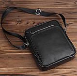 Чоловіча сумка-барсетка через плече з ручкою 21х26х6 сумка месенджер шкіряна Tiding Bag M616932 чорна, фото 7