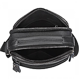 Шкіряна чоловіча сумка-барсетка 21х25х6, месенджер з ручкою Tiding Bag 73957 чорна, фото 7