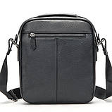 Чоловіча шкіряна сумка через плече 23х26х8, барсетка для телефону та документів Tiding Bag 711511 чорна, фото 7