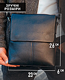 Чоловіча сумка планшет через плече 23х26х6, шкіряна барсетка Tiding Bag SK A75-181 чорна, фото 3